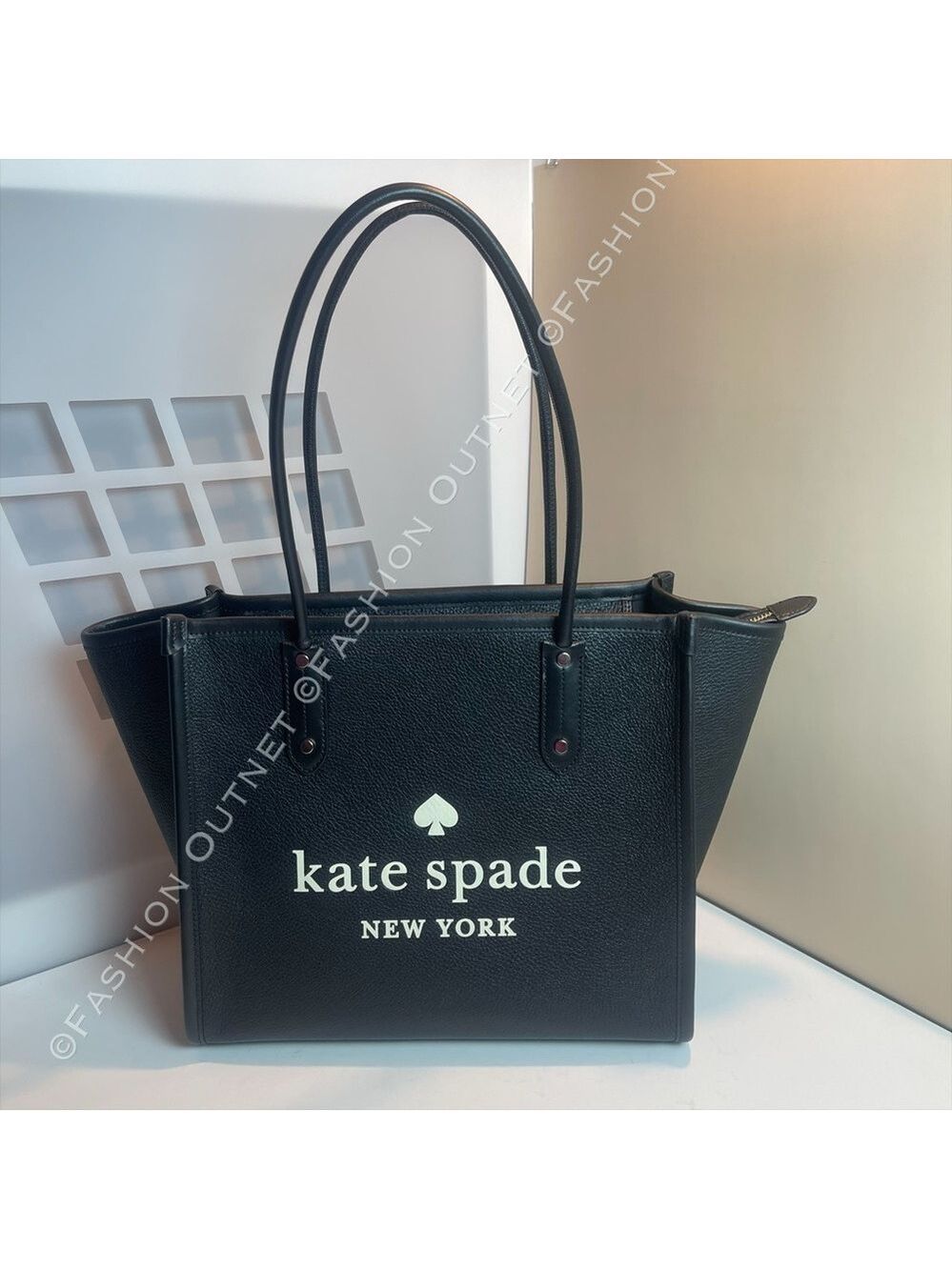 NWT Kate Spade Ella Large Tote Black Pebbled Leather Laptop Bag Workwear Chic